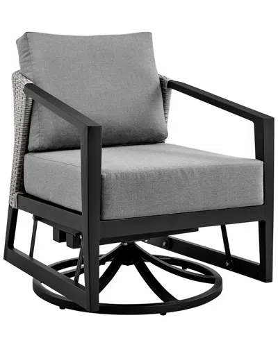 Armen Living Palma Outdoor Patio Swivel Lounge Chair In Black