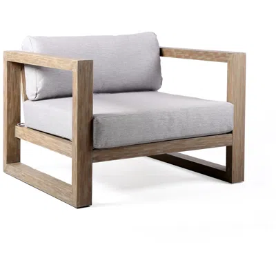 Armen Living Paradise Outdoor Lounge Chair With Grey Cushions In Light Eucalyptus Wood
