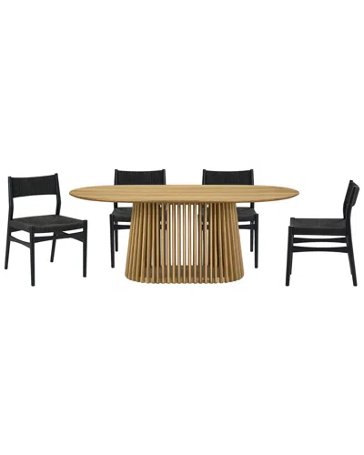 Armen Living Pasadena Erie 5pc Oval Dining Set In Black