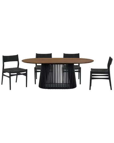 Armen Living Pasadena Erie 5pc Oval Dining Set In Black