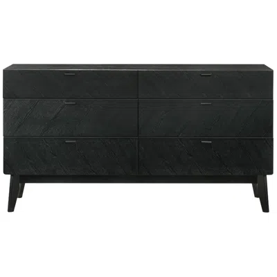 Armen Living Petra 6 Drawer Dresser In Wood And Black Finish