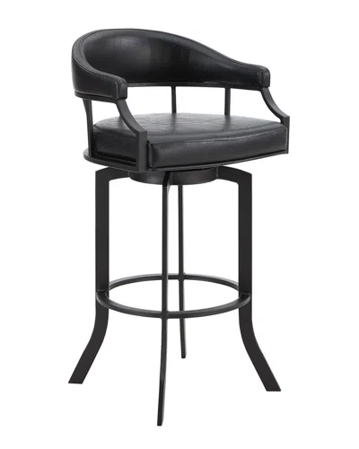 Armen Living Pharaoh Swivel Bar Stool In Black
