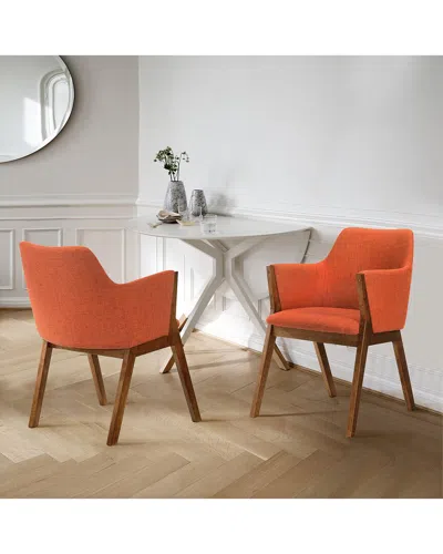 Armen Living Renzo Orange Walnut Wood Dining Side Chairs