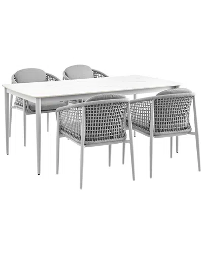 Armen Living Rhodes Outdoor Patio 5pc Dining Set In Grey