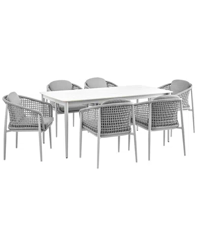 Armen Living Rhodes Outdoor Patio 7pc Dining Set In Grey