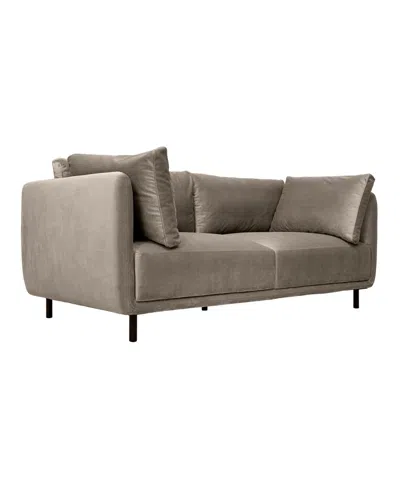 Armen Living Serenity 79" Velvet With Metal Legs Sofa In Fossil Gray,black