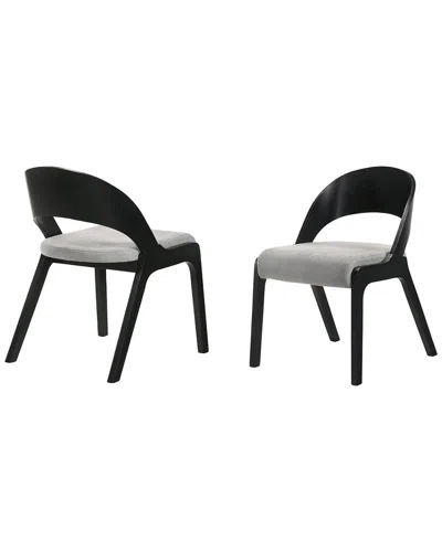 Armen Living Set Of 2 Polly Mid-century Upholstered Dining Chairs In Black