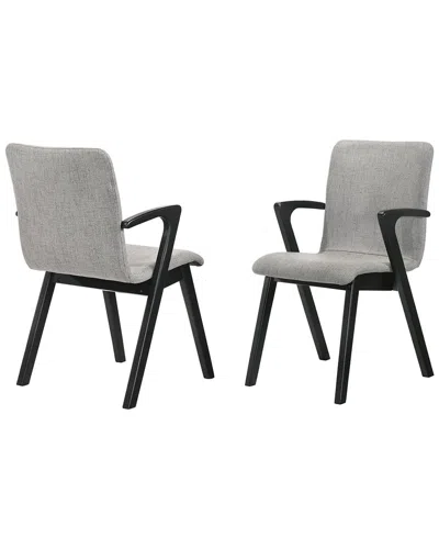 Armen Living Set Of 2 Varde Mid-century Upholstered Dining Chairs In Gray