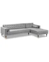 Armen Living Somerset Taupe Velvet Mid Century Modern Right Sectional Sofa In Taupe