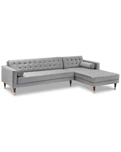 Armen Living Somerset Taupe Velvet Mid Century Modern Right Sectional Sofa