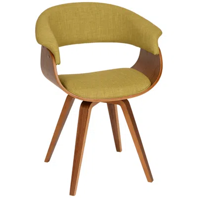 Armen Living Summer Green Fabric And Walnut Wood Dining Chair