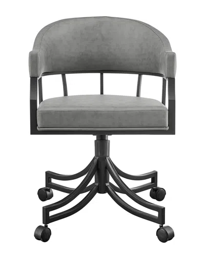 Armen Living Tibet Swivel Rolling Dining Chair In Gray