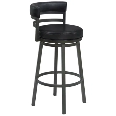 Armen Living Titana 30 In. Swivel Barstool In Mineral Finish, Ford Black Upholstery