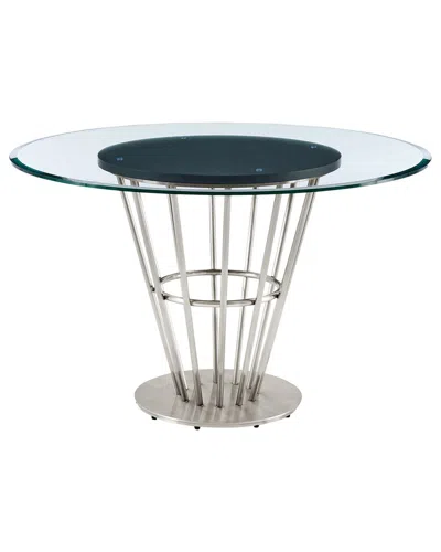 Armen Living Veronica 48in Round Dining Table With Walnut Panel & Glass ...