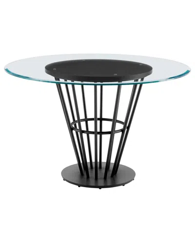 Armen Living Veronica 48in Round Dining Table With Walnut Panel & Glass ...