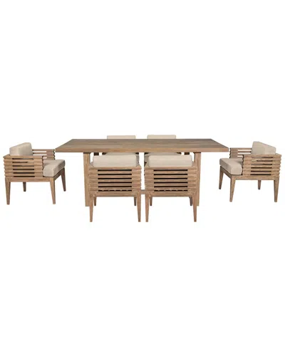 Armen Living Vivid Outdoor Patio 7 Piece Dining Set In Light Eu