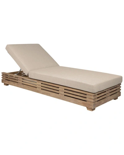 Armen Living Vivid Outdoor Patio Chaise Lounge Chair In Neutral
