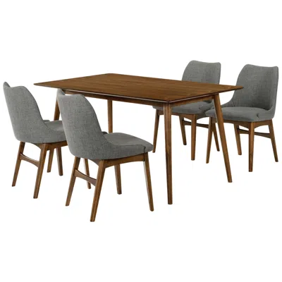 Armen Living Westmont And Azalea 5 Piece Dining Set In Charcoal And Walnut Wood In Multi