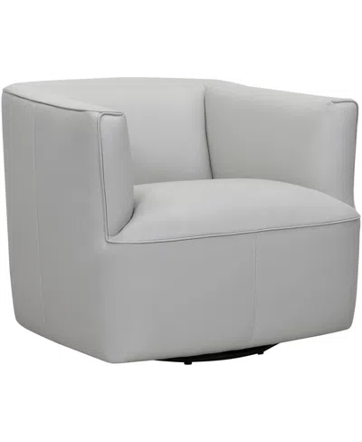 Armen Living Whitney 32" Genuine Leather Swivel Barrel Chair In Dove Gray