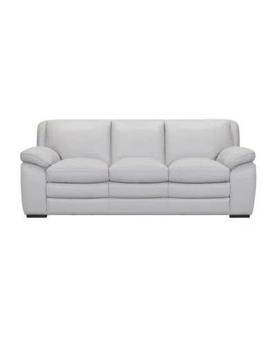 Armen Living Zanna 92" Genuine Leather With Wood Legs In Contemporary Sofa In Dove Gray