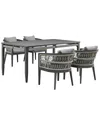 Armen Living Vivid Outdoor Patio 5pc Dining Set In Grey