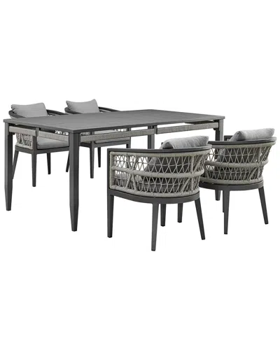 Armen Living Vivid Outdoor Patio 5pc Dining Set In Grey