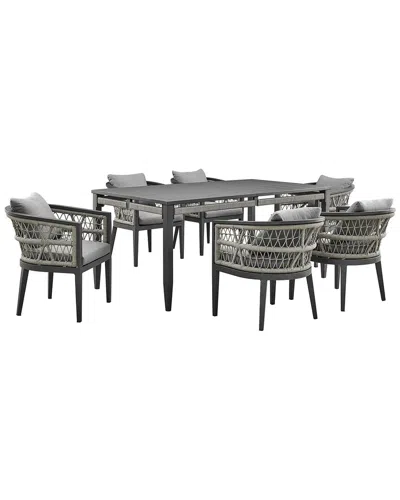 Armen Living Zella Outdoor Patio 7pc Dining Set In Grey