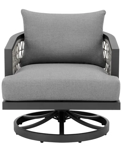 Armen Living Zella Outdoor Patio Swivel Armchair In Grey