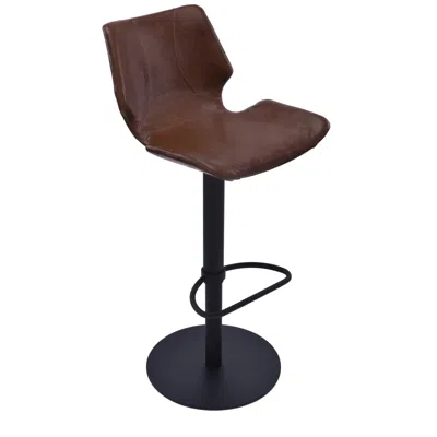 Armen Living Zuma Vintage Coffee Faux Leather Adjustable Swivel Bar Stool In Brown