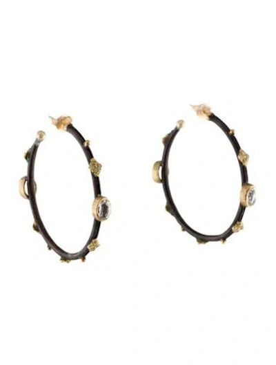 Pre-owned Armenta 1.72ctw Sapphire & Diamond Midnight Hoop Earrings In Multi