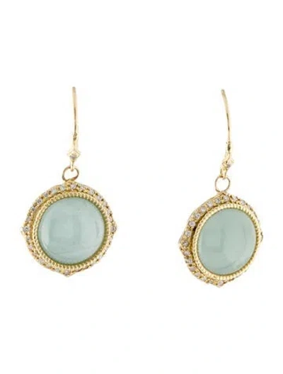 Pre-owned Armenta 18k 9.89ctw Aquamarine & Diamond Drop Earrings In Multi