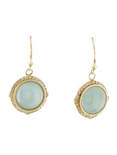 Pre-owned Armenta 18k 9.89ctw Aquamarine & Diamond Drop Earrings In Multicolor
