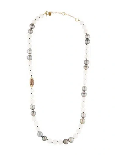 Pre-owned Armenta 18k Coral, Pearl, Sapphire & Diamond Bead Strand Necklace, 30.5" In Multi