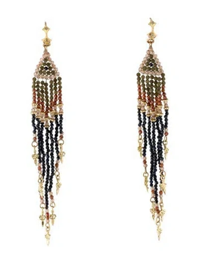 Pre-owned Armenta 18k Multistone Feather Drop Earrings