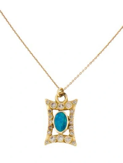 Pre-owned Armenta 18k Opal & Diamond Pendant Necklace, 18.5" In Multicolor