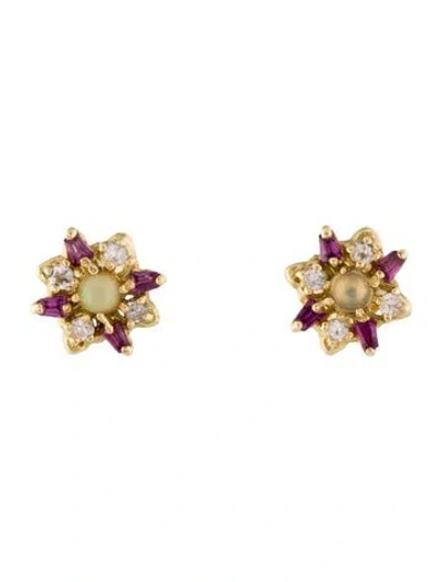 Pre-owned Armenta 18k Opal, Garnet & Goshenite Earrings In Multi