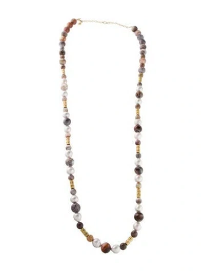 Pre-owned Armenta 18k Pearl & Agate Bead Necklace, 36" In Multi