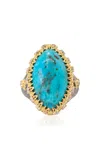 Armenta 18k Yellow Gold And Sterling Silver Turquoise Ring In Blue