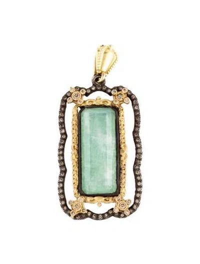 Pre-owned Armenta 7.44ct Labradorite & Diamond Pendant Enhancer In Multicolor