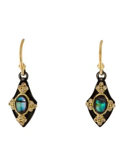 Pre-owned Armenta Abalone, Topaz Doublet & Diamond Drop Earrings In Multi