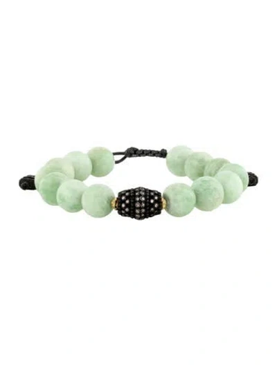 Pre-owned Armenta Amazonite & Diamond Bead Bracelet, 9" In Multicolor