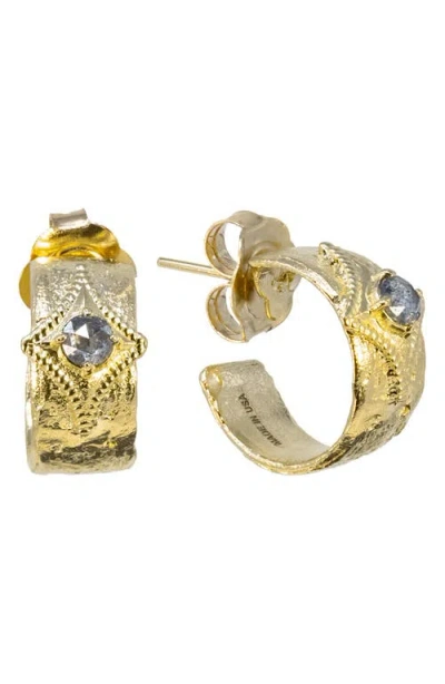 Armenta Artifact Diamond Hoop Earrings In Gold