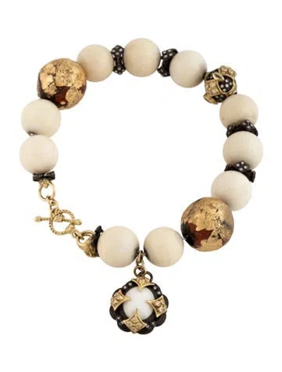 Pre-owned Armenta Coral, Colorless Sapphire & Diamond Bead Bracelet, 7.25", 7.25" In Multicolor