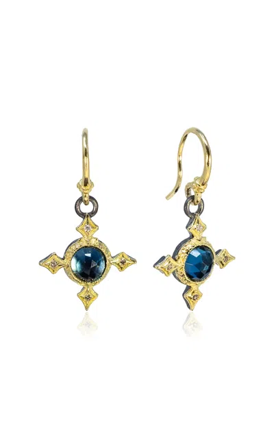 Armenta Women's London Blue Topaz Crivelli Cross Drop Earrings In Gold