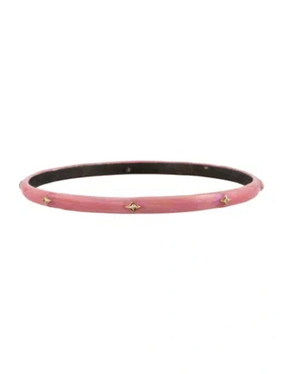 Pre-owned Armenta Crivelli Diamond & Enamel Bangle Bracelet In Pink
