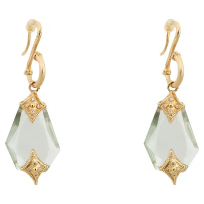 Pre-owned Armenta Crivelli Diamond Crystal Drop Earrings 18k Yellow Gold