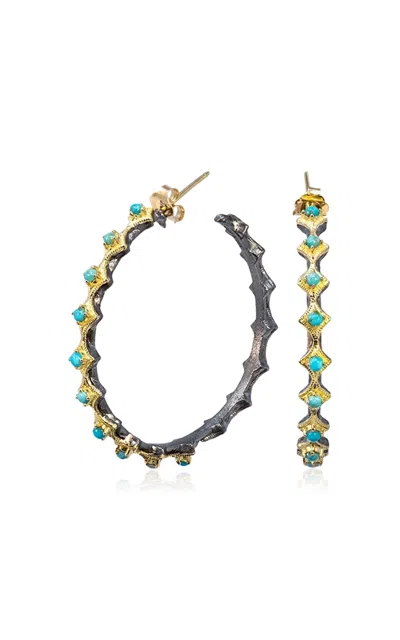 Armenta Crivelli Turquoise Hoop Earrings In Gold