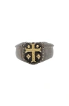 Armenta Cross Shield Signet Ring In Gray