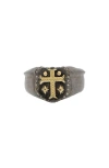 Armenta Cross Shield Signet Ring In Gray