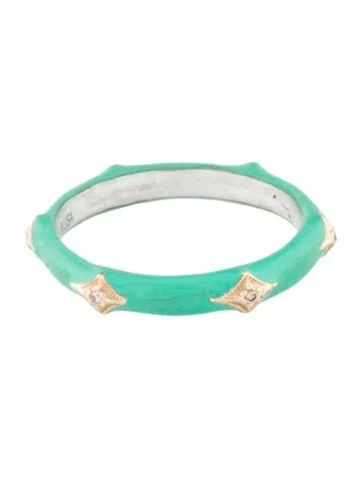 Pre-owned Armenta Diamond & Enamel Band In Green